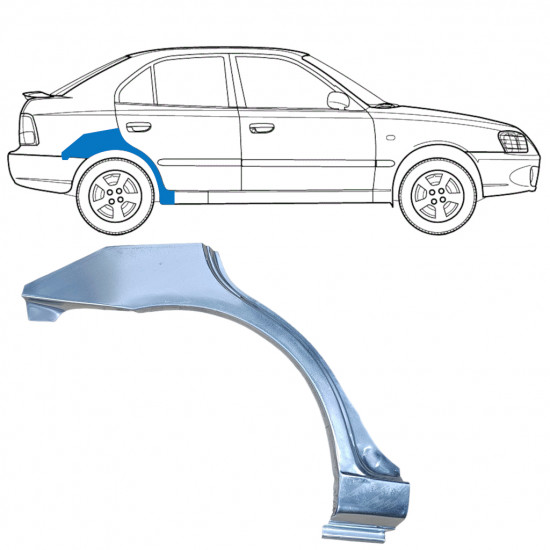 Painel de reparação do guarda-lamas traseiro para Hyundai Accent 2000-2006 / Direito 7593