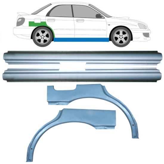 Painel de reparação da soleira com guarda-lamas traseiro para Subaru Impreza GD GG 2000-2007 / Esquerda+Direita / Conjunto 10666