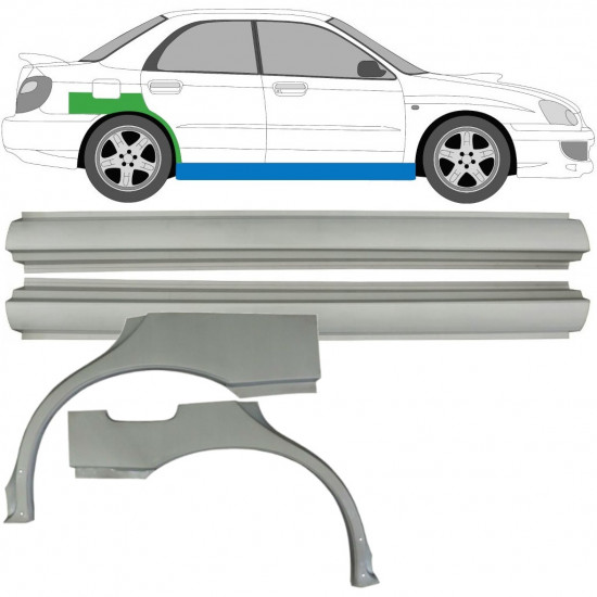 Painel de reparação da soleira com guarda-lamas traseiro para Subaru Impreza GD 2000-2007 / Esquerda+Direita / Conjunto 10666