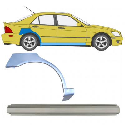 Painel de reparação da soleira com guarda-lamas traseiro para Lexus IS 200 1998-2005 / Direito / Conjunto 10315