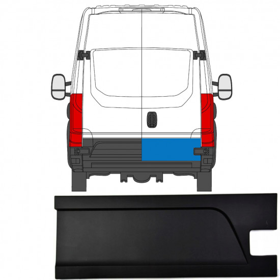 Moldura lateral da porta traseira para Iveco Daily 2014- / Direito 7873