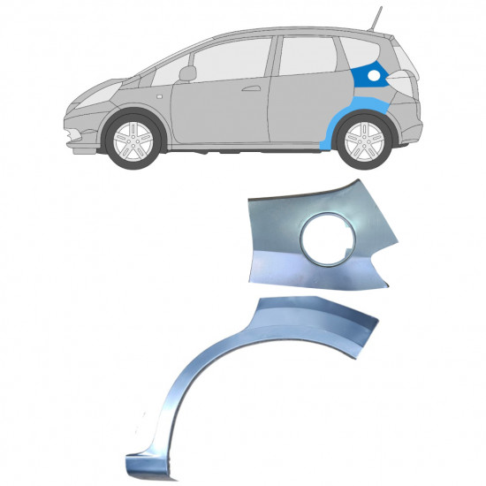 Painel de reparação do orifício de enchimento de combustível e do guarda-lamas traseiro para Honda Jazz GE 2008-2015 / Esquerdo / Conjunto 12618