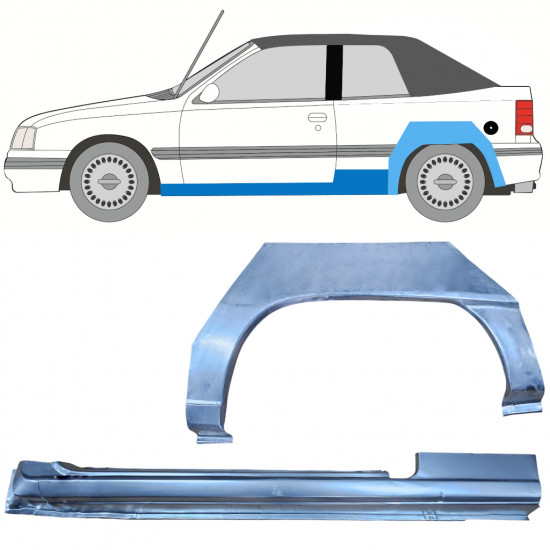 Painel de reparação da soleira com guarda-lamas traseiro para Opel Kadett E 1987-1993  CABRIO / Esquerdo / Conjunto 12584