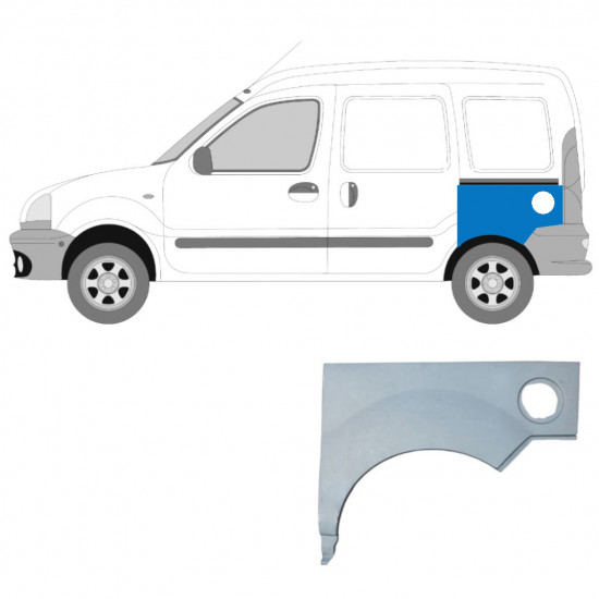 Painel de reparação do guarda-lamas traseiro para Renault Kangoo 1997-2008 / Esquerdo 9127