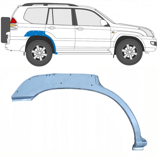 Painel de reparação do guarda-lamas traseiro com orifício para Toyota Land Cruiser 2003-2010 / Direito 10212