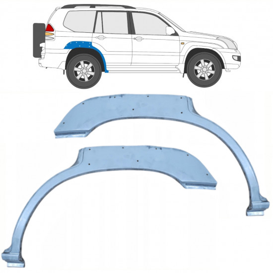 Painel de reparação do guarda-lamas traseiro com orifício para Toyota Land Cruiser 2003-2010 / Esquerda+Direita / Conjunto 10214