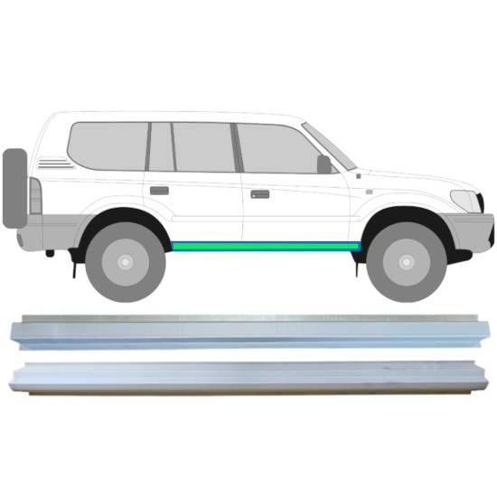 Painel de reparação interna e externa da soleira para Toyota Land Cruiser J90 1996-2002 / Esquerda = Direita (simétrico) / Conjunto 14852 Painel de reparação interna e externa da soleira para Toyota Land Cruiser J90 1996-2002 / Esquerda = Direita (simétrico) / Conjunto 14852