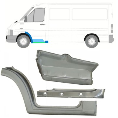 Painel de reparação interna da soleira com guarda-lamas e degrau dianteiro para Volkswagen LT 1996-2005 / Esquerdo 16574