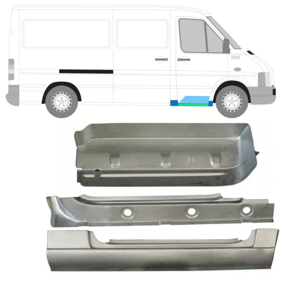 Painel de reparação interna da soleira com guarda-lamas e degrau dianteiro para Volkswagen LT 1996-2005 / Direito 16571
