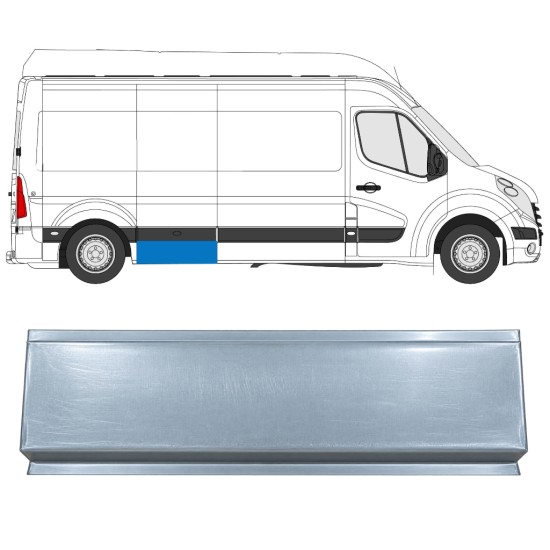 Painel de reparação da parte frontal do guarda-lamas traseiro para Renault Master 2010-2024 / Esquerda = Direita (simétrico) 17293