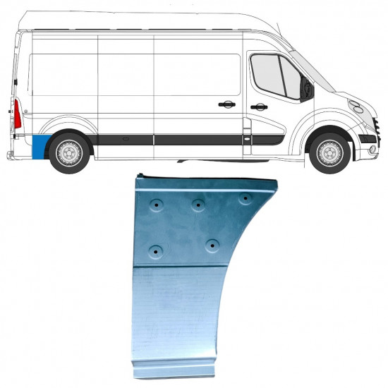 Painel de reparação da parte inferior do guarda-lamas traseiro atrás da roda para Renault Master 2010- / Direito 12852