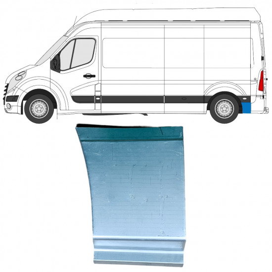 Painel de reparação da parte inferior do guarda-lamas traseiro atrás da roda para Renault Master 2010- / Esquerdo 12851