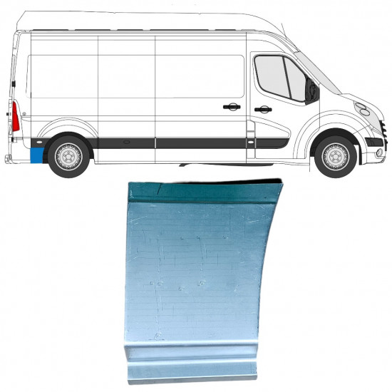 Painel de reparação da parte inferior do guarda-lamas traseiro atrás da roda para Renault Master 2010- / Direito 12850