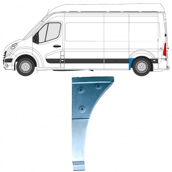 Painel de reparação da parte frontal do guarda-lamas traseiro para Renault Master 2010- / Esquerdo 12849