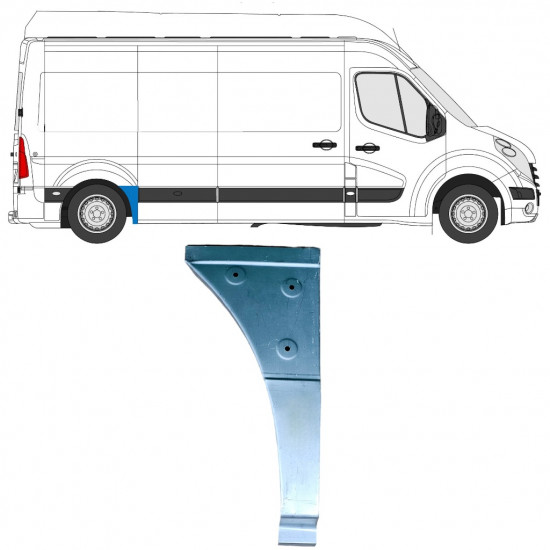 Painel de reparação da parte frontal do guarda-lamas traseiro para Renault Master 2010- / Direito 12848