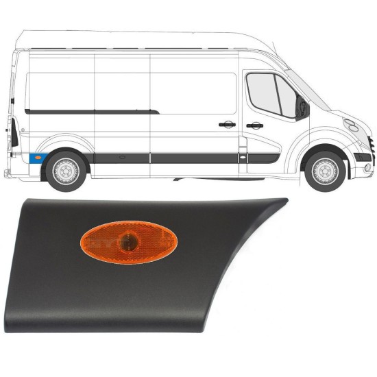 Moldura lateral do guarda-lamas traseiro com Luz para Renault Master 2010- / Direito / Conjunto 10551