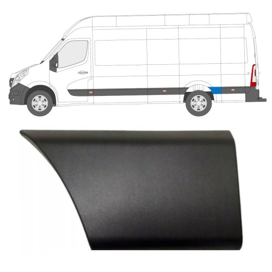 Moldura lateral do guarda-lamas traseiro atrás da roda para Nissan NV400 2010- / Esquerdo 16666