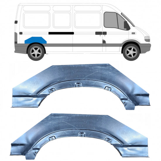 Painel de reparação do guarda-lamas traseiro para Opel Movano / R Master 1998- / Esquerda+Direita / Conjunto 9612