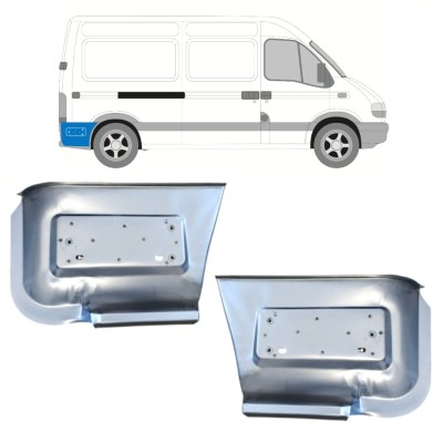 Painel de reparação da parte inferior do guarda-lamas traseiro atrás da roda para Renault Master 1998-2010 / Esquerda+Direita / Conjunto 16140