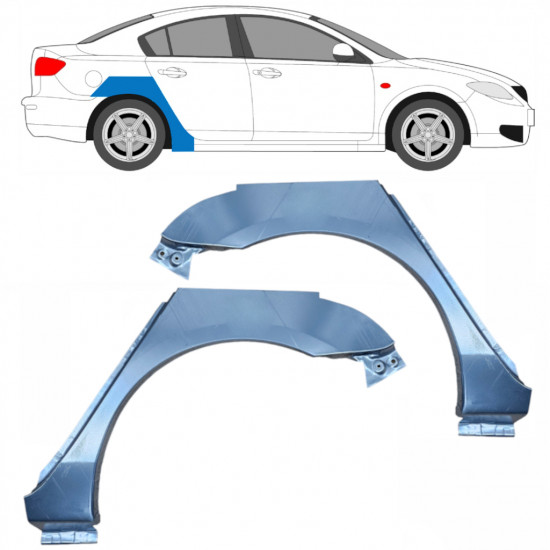 Painel de reparação do guarda-lamas traseiro para Mazda 3 BK 2003-2009 / Esquerda+Direita / Conjunto 10604