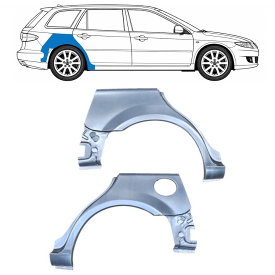 Painel de reparação do guarda-lamas traseiro para Mazda 6 GG GY 2002-2007 / Esquerda+Direita / COMBI / Conjunto 9164