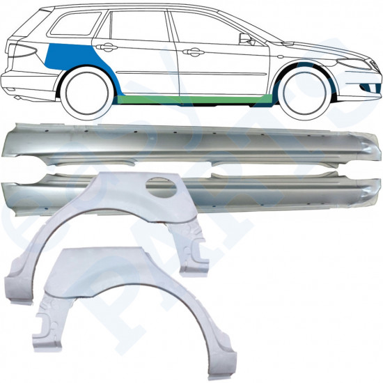 Painel de reparação da soleira com guarda-lamas traseiro para Mazda 6 2002-2008 / COMBI / Conjunto 10538