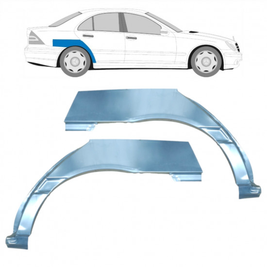 Painel de reparação do guarda-lamas traseiro para Mercedes C-class 2000-2007 / Esquerda+Direita / Conjunto 9176