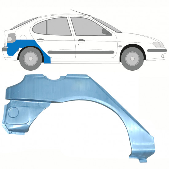 Painel de reparação do guarda-lamas traseiro para Renault Megane 1995-2003 / Direito 8394