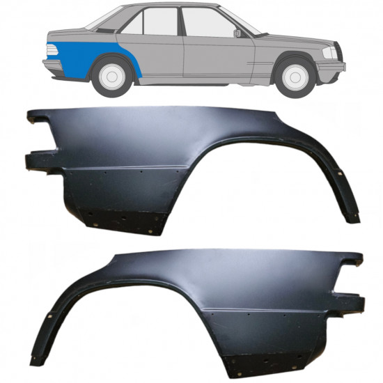 Painel de reparação do guarda-lamas traseiro para Mercedes 190 1982-1993 / Esquerda+Direita / Conjunto 9505