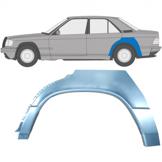 Painel de reparação do guarda-lamas traseiro para Mercedes 190 1982-1993 / Esquerdo 6710