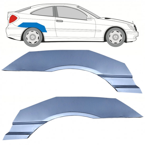 Painel de reparação do guarda-lamas traseiro para Mercedes CL203 2000-2008 / Esquerda+Direita / Conjunto 10592