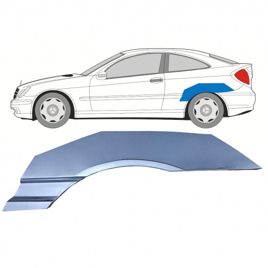 Painel de reparação da parte superior do guarda-lamas traseiro para Mercedes CL203 2000-2008 / Esquerdo 8001