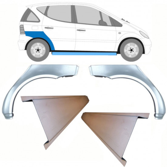 Painel de reparação da soleira com guarda-lamas traseiro para Mercedes A-class 1997-2004 / Direito / Conjunto 8723