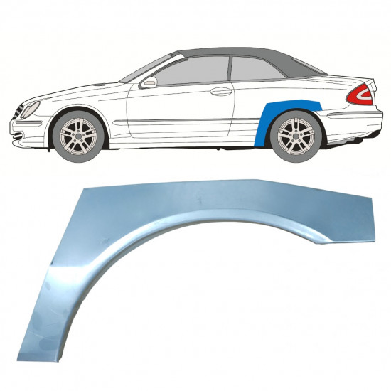 Painel de reparação do guarda-lamas traseiro para Mercedes CLK A209 2003-2009 / Esquerdo / CABRIO /  7687