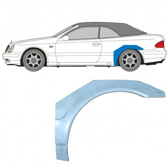 Painel de reparação do guarda-lamas traseiro para Mercedes CLK A208 1997-2003 / Esquerdo / CABRIO 7689