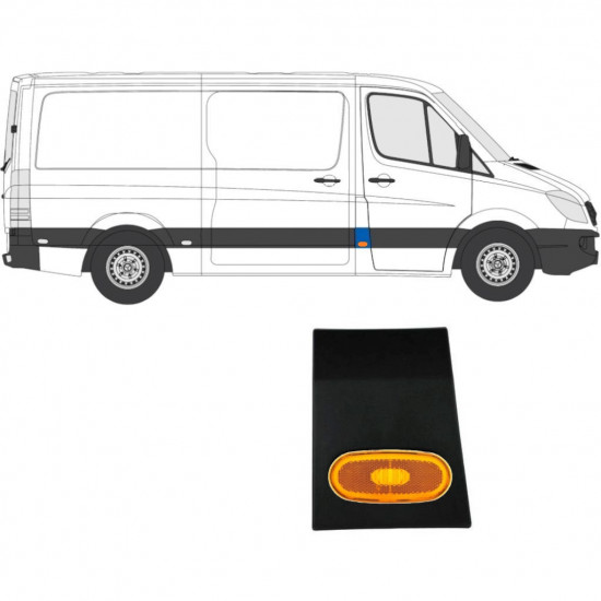 Moldura lateral do pilar dianteiro com Luz para Mercedes Sprinter 2006- / Direito / Conjunto 10683