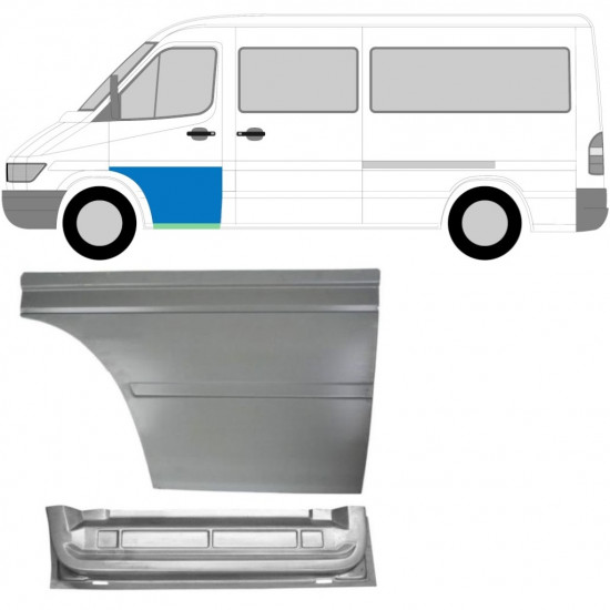 Painel de reparação interna e externa das portas dianteiras para Mercedes Sprinter 1995-2006 / Esquerdo / Conjunto 9154