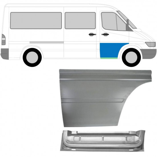 Painel de reparação interna e externa das portas dianteiras para Mercedes Sprinter 1995-2006 / Direito / Conjunto 9153