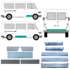 Painel de reparação interna e externa das portas para Mercedes T1 207-410 1977-1995 / Esquerda+Direita / Conjunto 12635