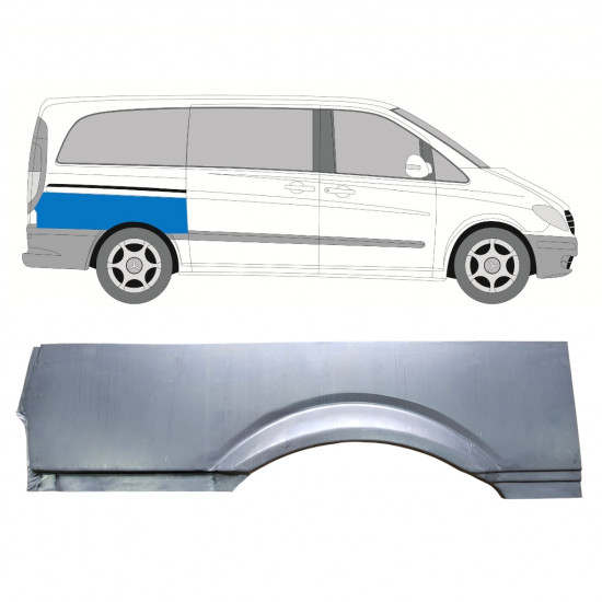 Painel de reparação do guarda-lamas traseiro para Mercedes Vito 2003- / SWB / Direito 8283