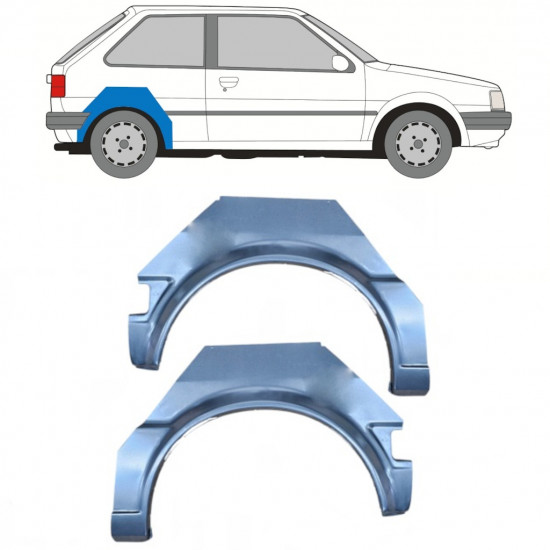 Painel de reparação do guarda-lamas traseiro para Nissan Micra 1982-1992 / Esquerda+Direita / Conjunto 9897