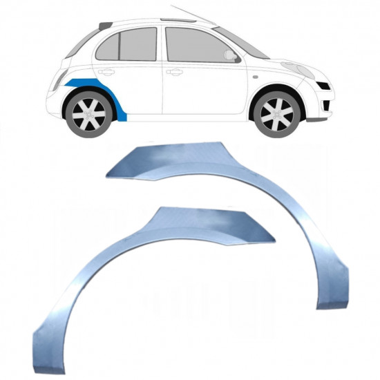 Painel de reparação do guarda-lamas traseiro para Nissan Micra 2002-2010 / Esquerda+Direita / Conjunto 9627