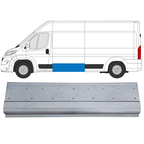 Painel de reparação lateral externa com orifícios para a moldura para Opel Movano 2021-2026 / Esquerdo 16430