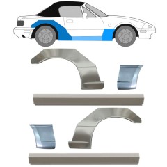 Painel de reparação da soleira com guarda-lamas dianteiro e traseiro para Mazda MX-5 1989-1998 / Esquerda+Direita / Conjunto 12582