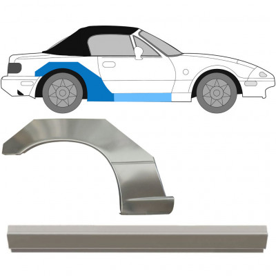 Painel de reparação da soleira com guarda-lamas traseiro para Mazda MX-5 1989-1998 / Direito / Conjunto 11141