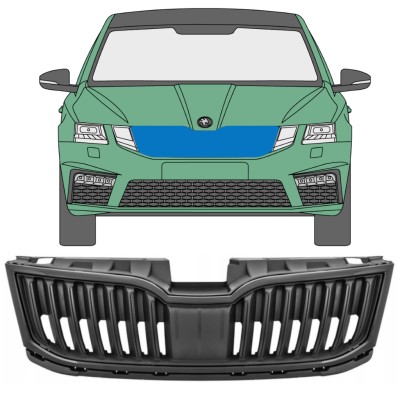 Grelha preta para Skoda Octavia III 2017-2020 / Conjunto 7549