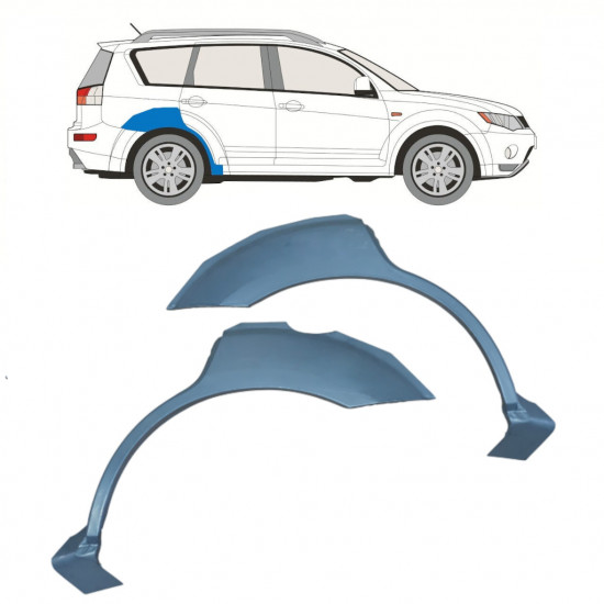 Painel de reparação do guarda-lamas traseiro para Mitsubishi Outlander 2007-2012 / Esquerda+Direita / Conjunto 10978