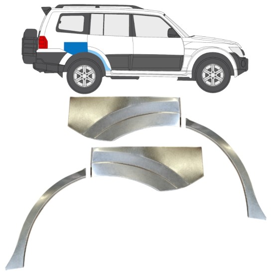 Painel de reparação do guarda-lamas traseiro para Mitsubishi Pajero 2006-2021 / Esquerda+Direita / Conjunto 14842