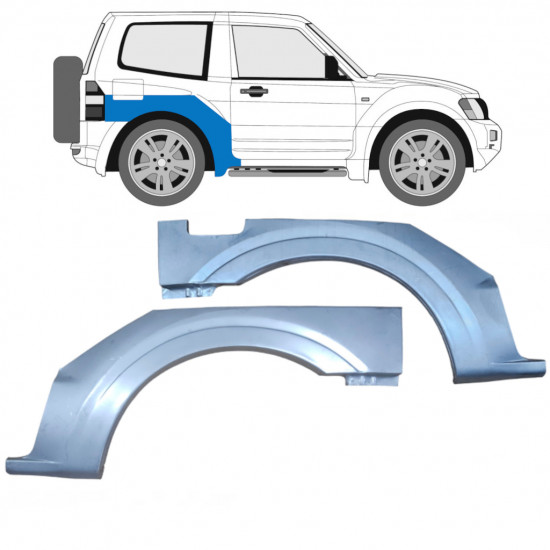 Painel de reparação do guarda-lamas traseiro para Mitsubishi Pajero 1999-2006 / Esquerda+Direita / Conjunto 9411