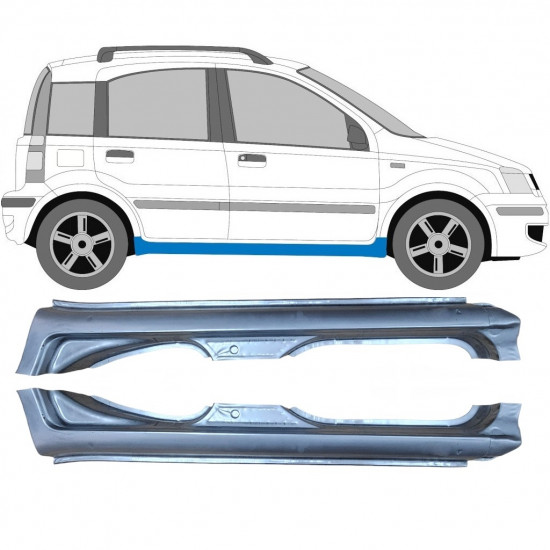 Painel de reparação da soleira com guarda-lamas traseiro para Fiat Panda 2003-2012 / Esquerda+Direita / Conjunto 6496